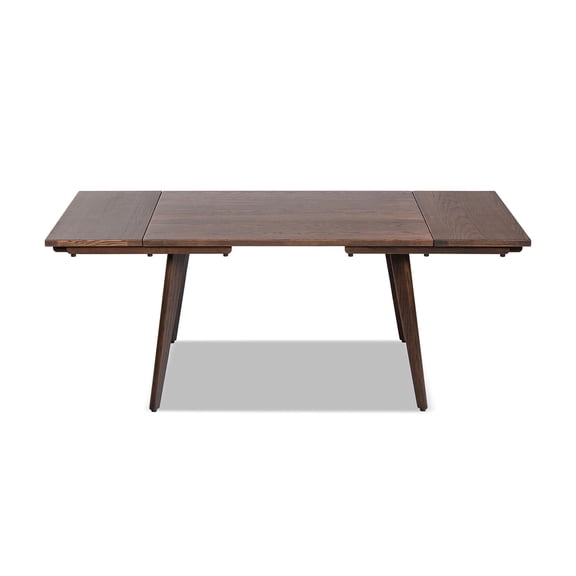 Capri 47-78.5" Solid Oak Wood 4-6 Seat Extendable Leaf Dining Table Dark Brown Red Oak