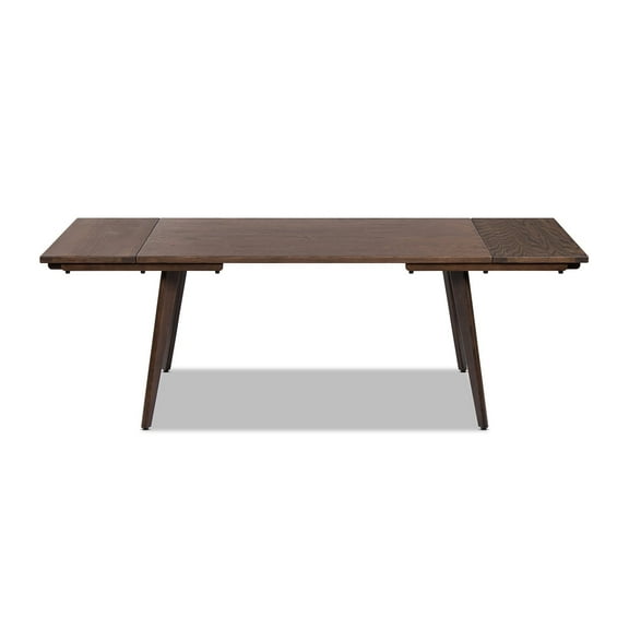 Capri 59-90.5" Solid Oak Wood 6-8 Seat Extendable Leaf Dining Table Dark Brown Red Oak