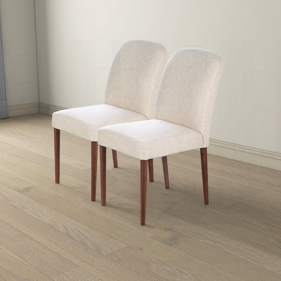 Capri Beige Fabric Dining Chairs (Set of 2) - Modern Minimalist with Solid Wood Structure