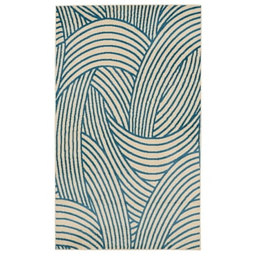 Capri Binya Area Rug Bone Blue 4x7 Transitional Design 100% Polypropylene