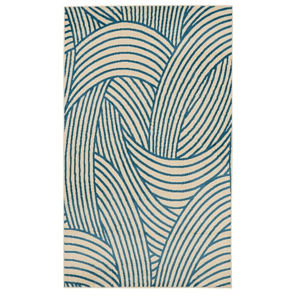 Capri Binya Area Rug Bone Blue 4x7 Transitional Design 100% Polypropylene