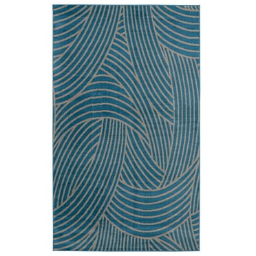 Capri Binya Blue Light Grey Area Rug 43 x 73 Transitional 100% Polypropylene
