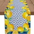 thumbnail image 1 of Capri Blue Lemon Table Runner Summer Italy Tile Burlap Artificial Lemon Fruit Table Runners Farmhouse Coffee Table Center Decor for Home Kitchen Dining Party Patio Indoor Outdoor 13x108 Inch, 1 of 6