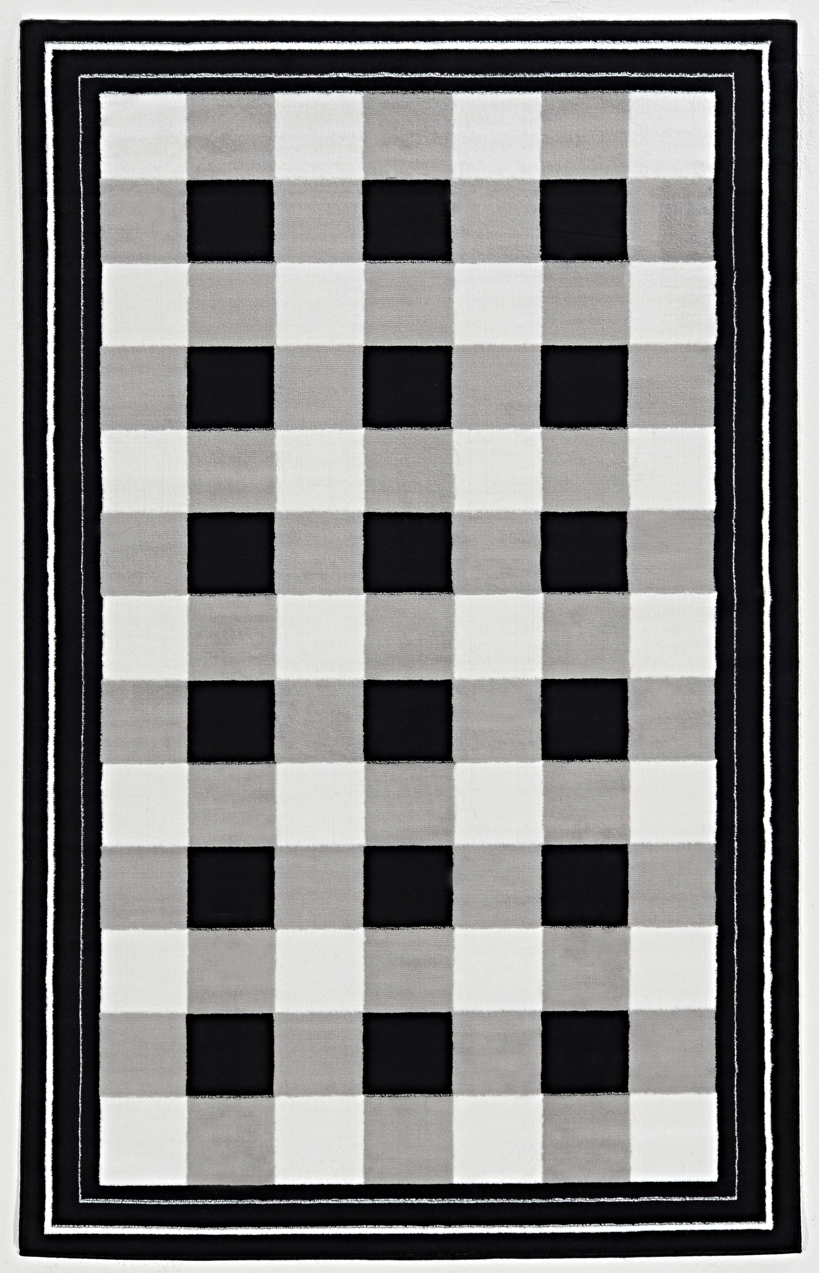 Capri Buffalo Check Rug, Black and White