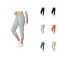 thumbnail image 1 of Capri Cargo Pants for Women Spring Summer Elastic Waist Straight Leg Casual Capris Cropped Pants with Pockets, 1 of 9