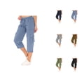 thumbnail image 1 of Capri Cargo Pants for Women Spring Summer Casual Elastic Waist Relaxed Fit Straight Leg Capri Hiking Pants with Pockets, 1 of 6