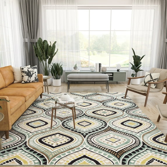 Capri Contemporary 5' x 7' Multi-Color Polypropylene Indoor Area Rug