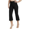 thumbnail image 1 of Capri Flare Leggings for Women with Pockets Tummy Control High Waisted Cropped Yoga Pants Workout Gym Running Athletic Fitness Tights Black 00*yoga pants XL, 1 of 7