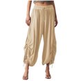 thumbnail image 1 of Capri Harem Pants for Women Baggy Side Drawstring Beach Pants Pleated Loose Lounge Trousers 2025 Streetwear, 1 of 7