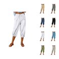 thumbnail image 1 of Capri Harem Pants for Women Spring Summer Elastic High Waist Relaxed Fit Cropped Pants Capris with Pockets, 1 of 9