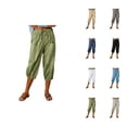 thumbnail image 1 of Capri Harem Pants for Women Spring Summer Elastic High Waist Relaxed Fit Cropped Pants Capris with Pockets, 1 of 8