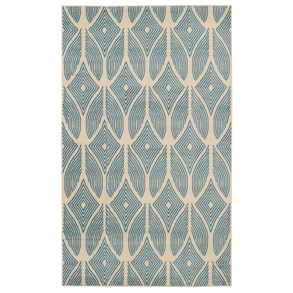 Capri Henley Rug Bone Blue 43 x 73 Easy Care Polypropylene Transitional Style