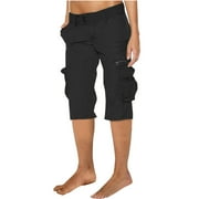GTEUKTG Capri Hiking Pants for Women with 6 Pockets Lightweight Quick Dry Water-Resistant Cargo Pants Travel Casual Outdoor