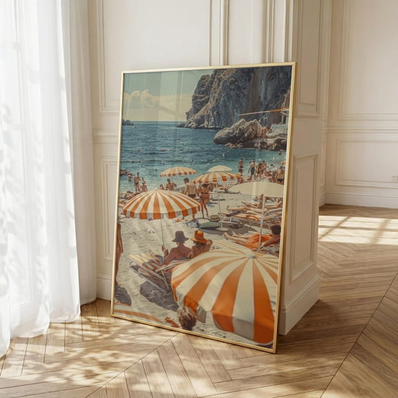 Capri Italy Beach Poster, Unframed Paper Poster 8x10in