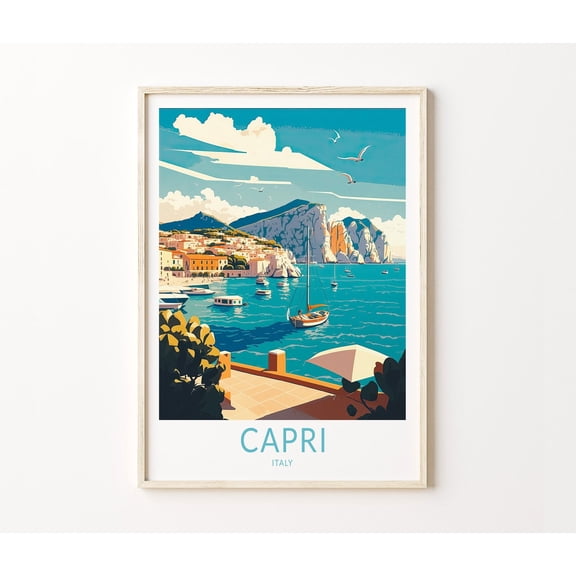 Capri Italy Coastal Travel Wall Art Home Decor