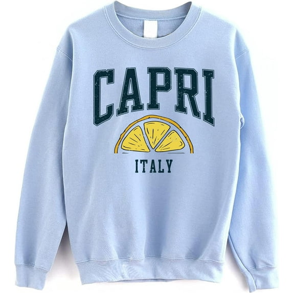 Capri Italy Sweatshirt - Vintage Lemon Italia Sweater, Italian Capri Island Vacation Crewneck
