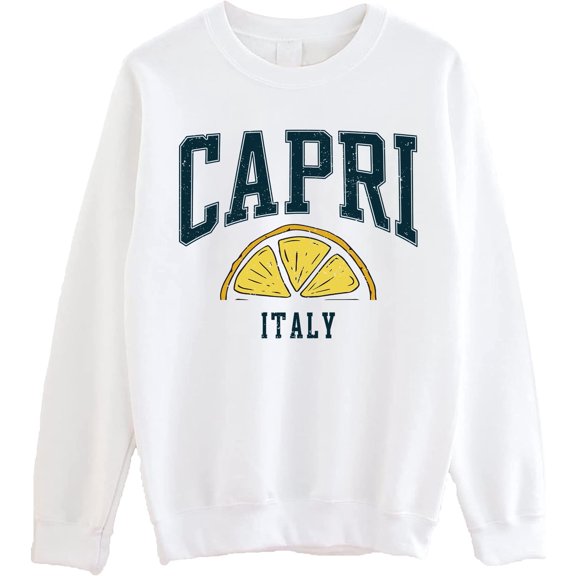 Capri Italy Sweatshirt - Vintage Lemon Italia Sweater, Italian Capri Island Vacation Crewneck