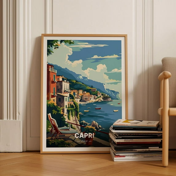 Capri Italy Travel Poster, Vintage Style Wall Art, Perfect For Home Decor And Anniversary Gift Wall Art, Modern Wall Decor, 8x12 UNFRAMED