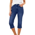 thumbnail image 1 of Capri Jeans for Women Mid Rise Distressed Raw Hem Casual Summer Stretchy Denim Capris Pants Relaxed Fit, 1 of 8