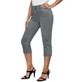 thumbnail image 1 of Capri Jeans for Women Trendy 100% Denim Plus Size High Waisted Straight Leg Solid Color Stretchy Button Jeans with Pockets, 1 of 9