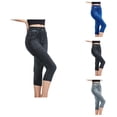 thumbnail image 1 of Capri Jeggings for Women Summer Casual Elastic High Waist Stretchy Denim Leggings Cropped Jean Pants with Pockets, 1 of 9