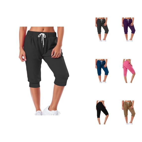 Capri Joggers Womens Spring Summer Lightweight Elastic Waist Capri Sweatpants with Pockets Womens Capris