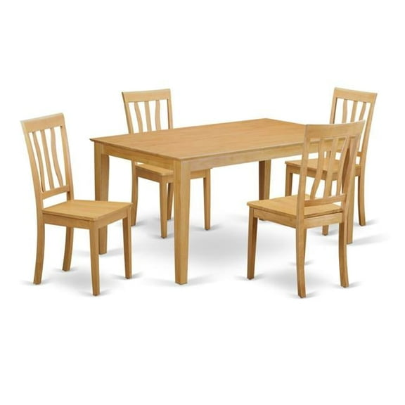Capri Kitchen Table & 4 Dining Room Chairs, Oak