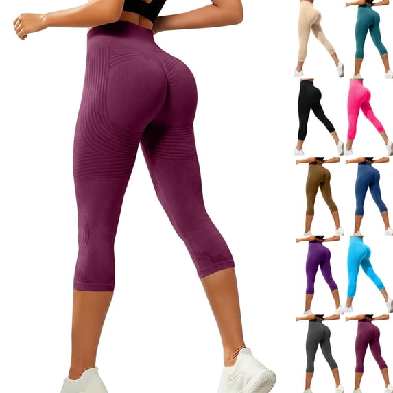 Capri Leggings Anti Cellulite 3D Resistance Band Leggings for Women Compression Tummy Control Butt Lifting Yoga Pants Wine S