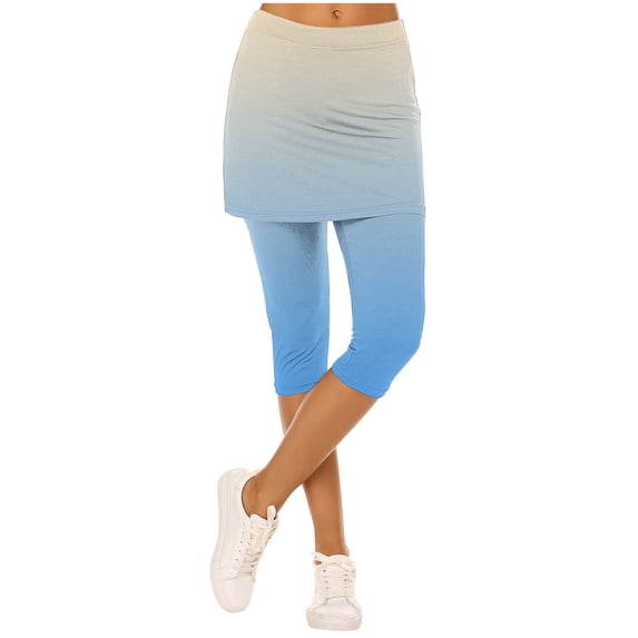 Capri Leggings For Women Sevevn Women's Summer Fashion Vacation Two Piece Underpants Skirt Sports Yoga Pants