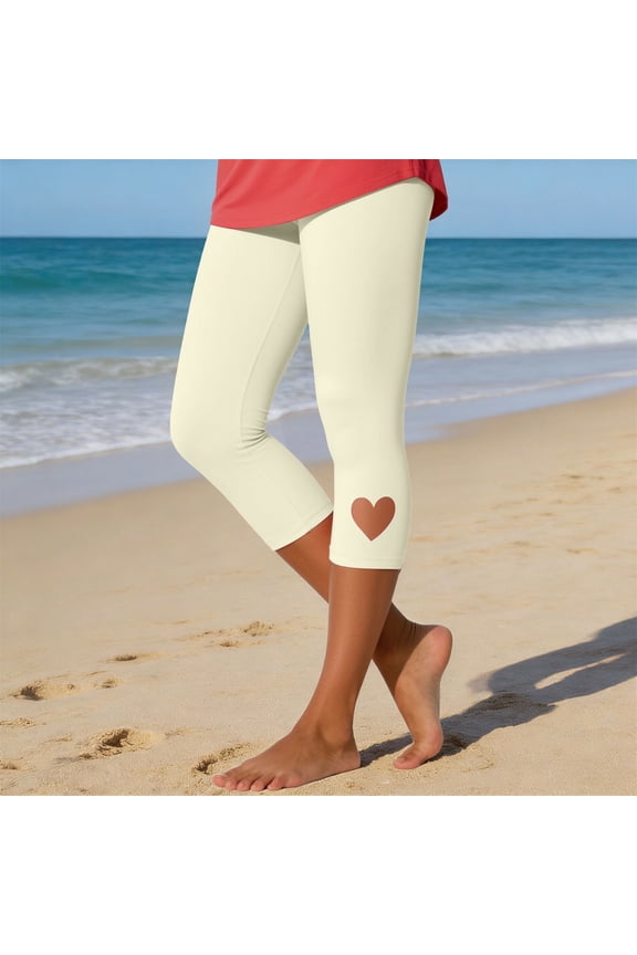 Capri Leggings with Pockets for Women Summer Stretch Plus Size High Waisted Soft Casual Workout Yoga Pants,Comfy Stretchy Leggings Workout Compression Pants,Vacation Beach Pants 3XL