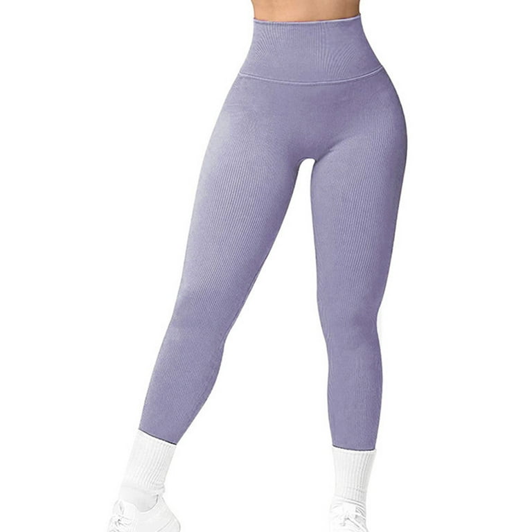 Capri Leggings With Pockets for Women Peach Breathable Clothes Tight Bottom  Fitness Yoga Pants Purple M 