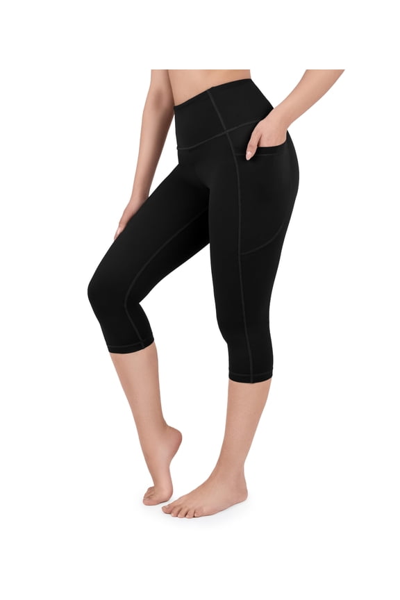 Capri Leggings With Side Pockets Size 12, 17" Inseam Black