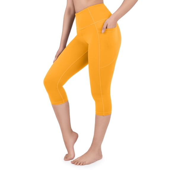 Capri Leggings With Side Pockets Size 18, 17" Inseam Bright Marigold