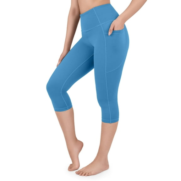 Capri Leggings With Side Pockets Size 6, 17" Inseam Azure Blue