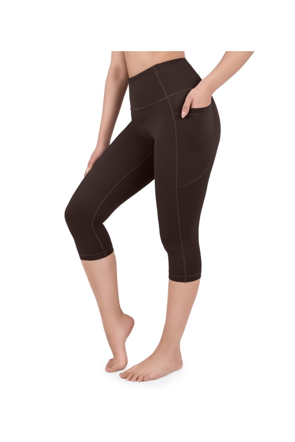 Capri Leggings With Side Pockets Size 6, 17" Inseam Coffee Beans