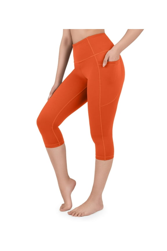 Capri Leggings With Side Pockets Size 8, 17" Inseam Tangerine Tango