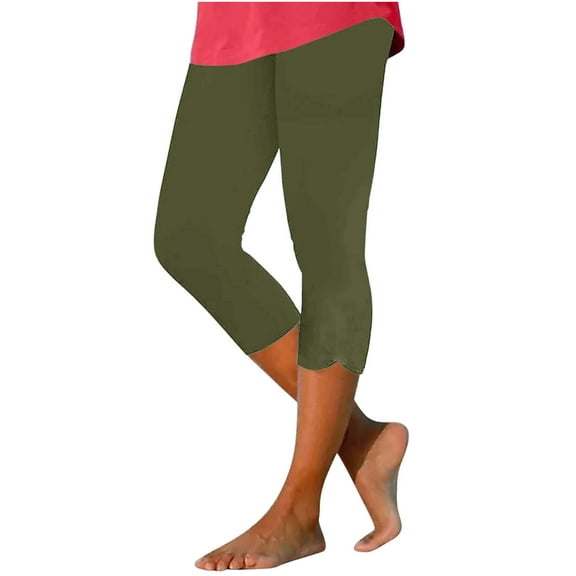 Capri Leggings for Women 2025 High Waisted Yoga Capris for Summer Plus Size Tummy Control Leggings Stretch Knee Length Leggings Cutout Workout Leggings Pantalones Para Hacer Ejercicio De Mujer S