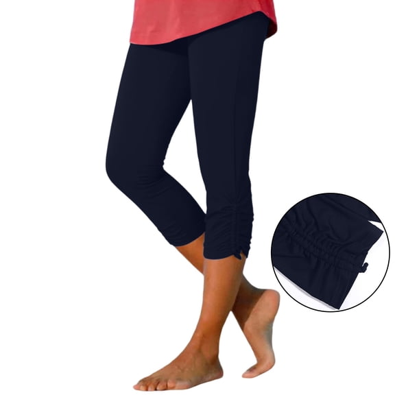 Capri Leggings For Women 2026 Fashion Elastic Design Knee Length Crop Trousers Summer Women Capri Pants Lightweight Summer Pants Women Navy Capri Pants For Women