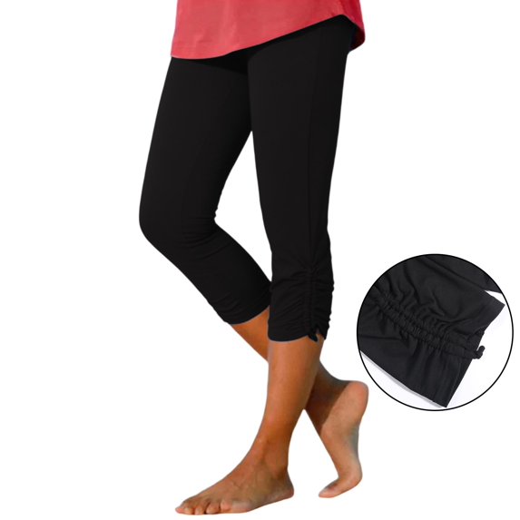 Capri Leggings For Women 2026 Fashion Elastic Design Knee Length Trousers Summer Womens Capri Pants Women'S Casual Pants & Capris Black Capri For Women