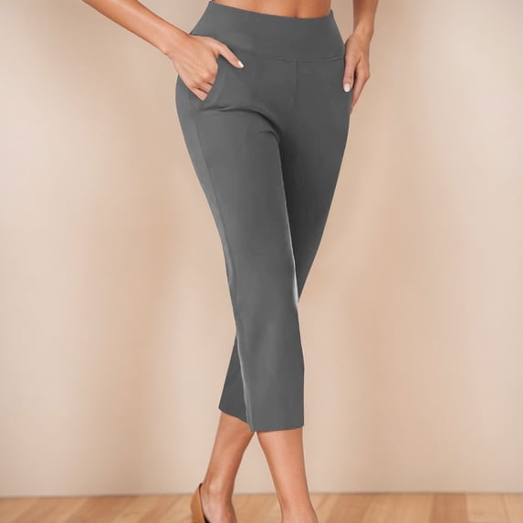 Capri Leggings For Women Casual Solid Color Stretch Slim Fit Cropped Pants For Work Yoga And Base Layer In A Mid Calf Length For Versatile Wear Compression Leggings For Women