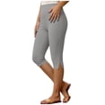 thumbnail image 1 of Capri Leggings For Women Fashion Solid Color Split Hem Tight Fit Yoga Base Layer Pants Casual Fashion Cropped Length For Warm Weather Activity And Daily Wear Compression Leggings For Women, 1 of 7