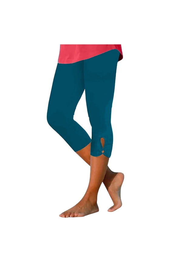 Capri Leggings for Women High Waisted Leggings Casual Knee Length Capri Pants Trendy Soft Cut Out Yoga Trouser Ladies Comfy Plus Size Trendy Outfits Lightweight Cute Fashion Dressy Clothes