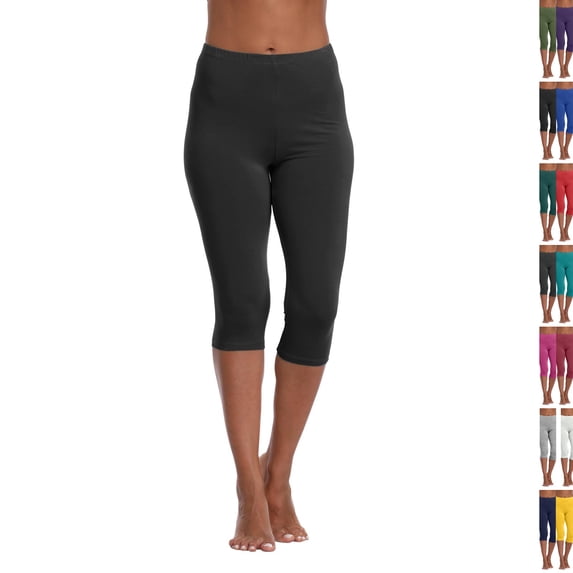 Capri Leggings for Women Stretch Workout Yoga Pants Active 3/4 Cropped Pants Casual Low Rise Running Gym Athletic Comfy Capris Trendy Leggings Black XL