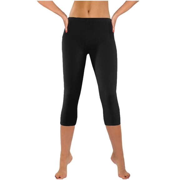 Capri Leggings for Women - Tummy Control Black Leggings with Pockets High Waisted Yoga Pants Workout Cycling Leggings Soft Slim Yoga Pants,Capris For Women With Pockets