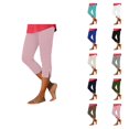 thumbnail image 1 of Capri Leggings for Women 2026 Summer Elastic High Waist Side Split Hem Casual Workout Cropped Yoga Pants, 1 of 9