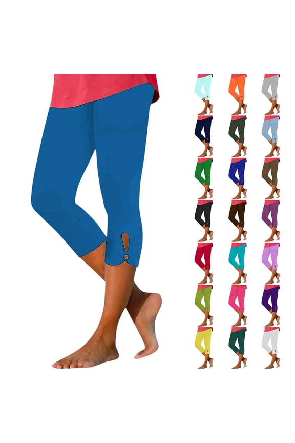 Capri Leggings for Women 2026 Summer Stretch Plus Size High Waisted Soft Casual Workout Yoga Pants Green M