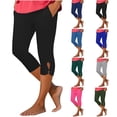thumbnail image 1 of Capri Leggings for Women 2026 Summer Stretch Plus Size High Waisted Soft Casual Workout Yoga Pants with Pockets Black XL, 1 of 6