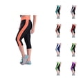 thumbnail image 1 of Capri Leggings for Women Elastic High Waist Color Block Slim Fit Athletic Workout Running Yoga Pants Capris with Pockets, 1 of 7