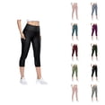 thumbnail image 1 of Capri Leggings for Women Elastic High Waist Slim Fit Quick Drying Stretchy Workout Yoga Pants Capris with Pockets, 1 of 5