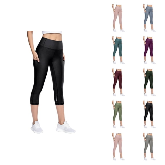 Capri Leggings for Women Elastic High Waist Slim Fit Quick Drying Stretchy Workout Yoga Pants Capris with Pockets